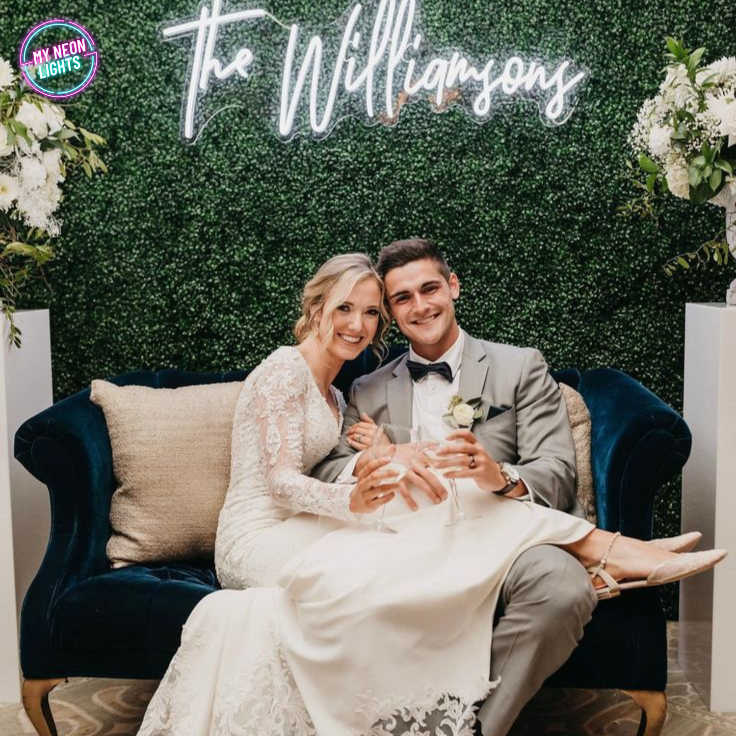 An image of a custom neon light we designed for the Williamsons on their wedding day