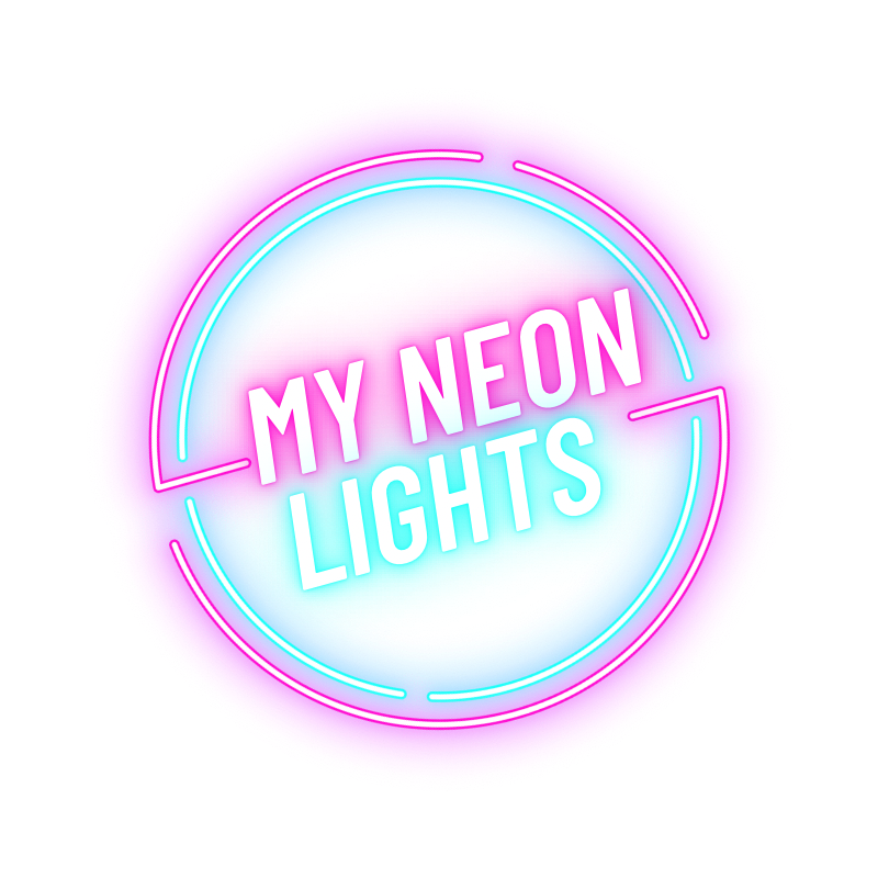 The logo of My Neon lights who design custom neon signs