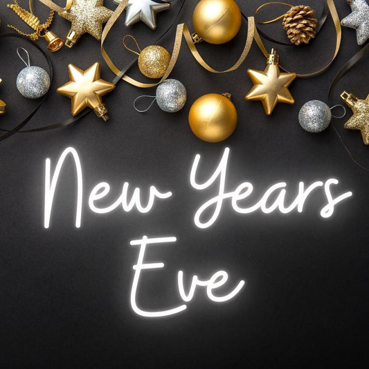 An image of a custom neon sign with the text new years eve