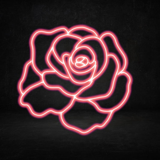 A custom neon light of a red rose