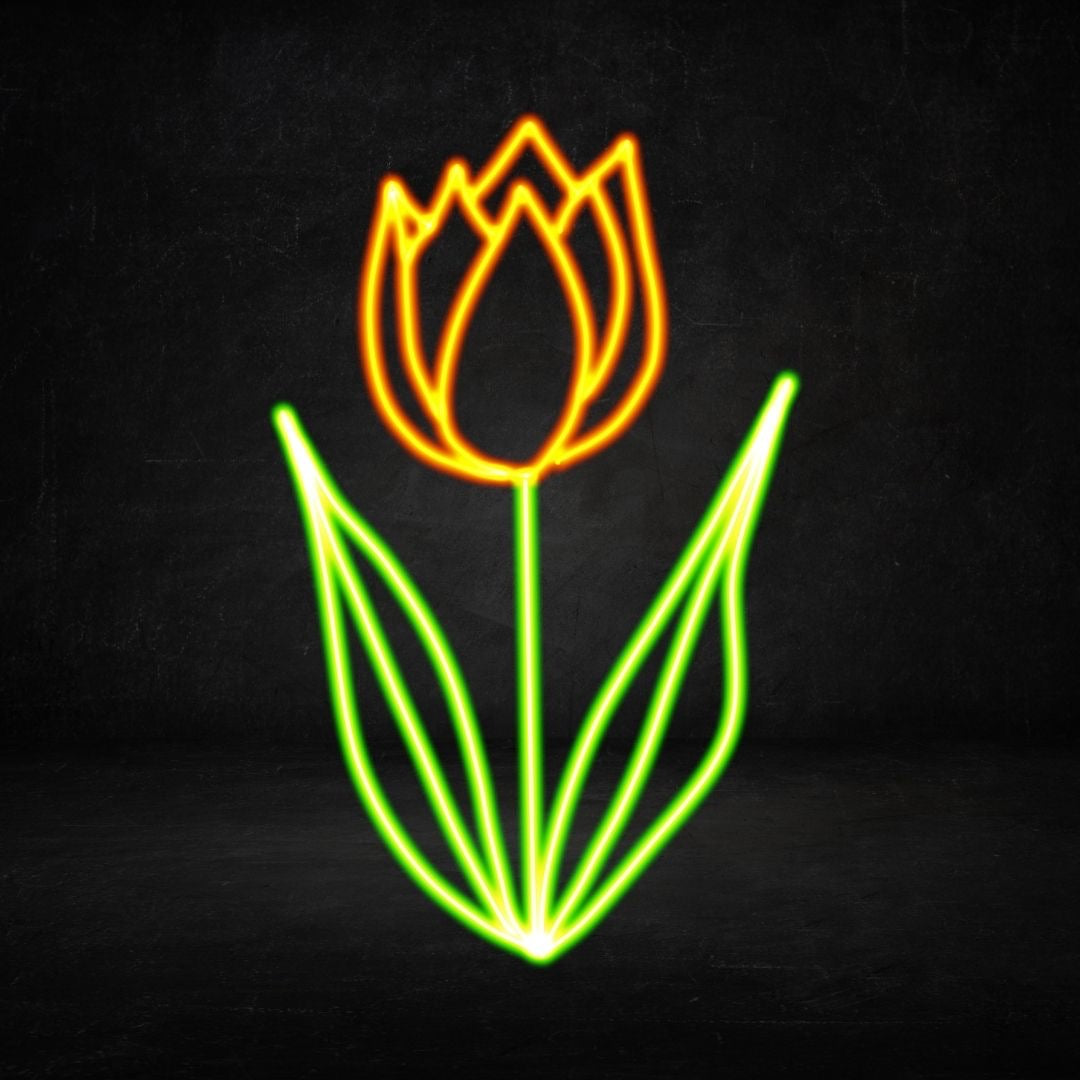 A custom neon light of a tulip